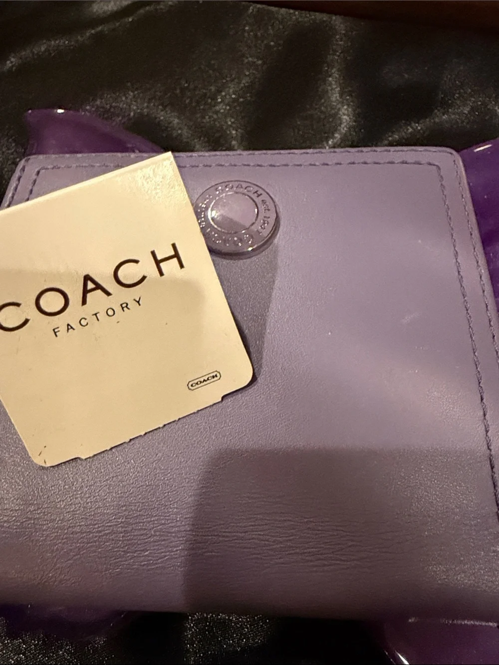 COACH Lavender Leather Snap Wallet - Lilac Color